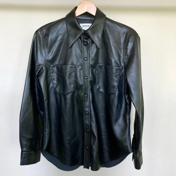 AGOLDE Paloma vegan leather shirt. 🖤 - Picture 6 of 10